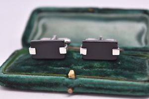 【貨物輸送無料】メンズ佩び物― ビンテージスターリングシルバーテッドベーカーオニキスカフリンクスvintage sterling silver cufflinks with an onyx insert by ted baker b863