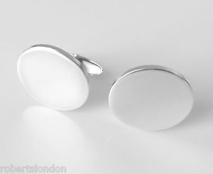 【貨物輸送無料】メンズ添え物― ソリッドスターリングシルバーオーバルカフスボタンカフリンクスsolid 925 sterling silver 18粍 round  oval cufflinks cuff links hallmarked