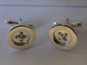 【貨物輸送無料】メンズ付属物― スターリングシルバーボタンスイベルカフスボタンsterling silver button swivel cufflinks uk made