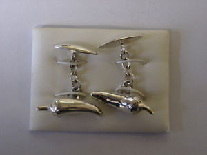 【貨物輸送無料】メンズ添え物― スターリングシルバーカフリンクス925 sterling silver chilli pepper cufflinks