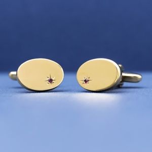【貨物輸送無料】メンズ佩び物― エスクァイアルビーゴールドプレートカフリンクスesquire ruby with gold plate cufflinks