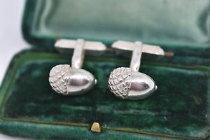 【送料無料】メンズアクセサリ―　ビンテージスターリングシルバーアールデコカフリンクスvintage sterling silver cufflinks with an art deco acorn design g184