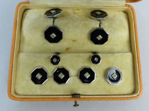 【貨物輸送無料】メンズ付属物― アンティークスタッドボルトカフスボタンドレスセットantique 1930s collar studs amp; cufflinks dress set