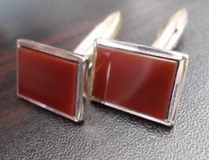 【送料無料】メンズアクセサリ―　カフリンクスビンテージゴールドオリジナルボックスstunning vintage 9ct gold on silver cornelian cufflinks in original box