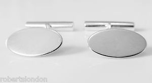 【貨物輸送無料】メンズ佩び物― ロバーツスターリングシルバーカフリンクスroberts amp; co hallmarked sterling silver narrow oval cufflinks
