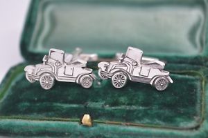 【貨物輸送無料】メンズ佩び物― ビンテージスターリングシルバーアートアールデコカフリンクスvintage sterling silver art deco cufflinks with a car design b689