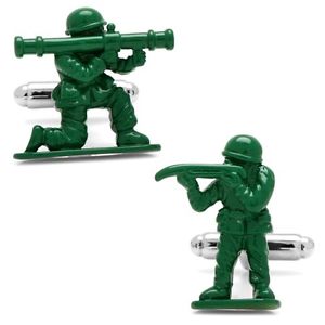 【貨物輸送無料】メンズ付属物― カフスリンクicial green army toy soldier silver plated cufflinks  boxed military mens