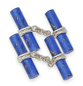 【貨物輸送無料】メンズ付属物― ラピススタイリッシュスラズリシリンダカフリンクlapis lazuli cylinder cuff links for the most stylish man