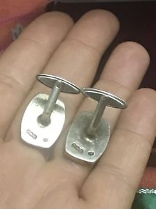 【貨物輸送無料】メンズ付属物― ビンテージソリッドシルバーヘビーメンズカフリンクスvintage solid silver heavy fully hallmarked mens cuff links