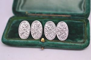 【貨物輸送無料】メンズ添え物― ビンテージスターリングシルバーアールデコデザインカフリンクスvintage sterling silver cufflinks with an art deco design b795