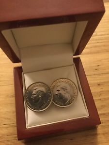 【貨物輸送無料】メンズ添え物― カフリンクスsilver farthing cuff links