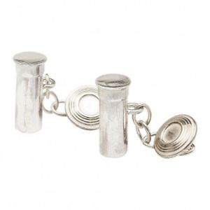 【送料無料】メンズアクセサリ―　クレーカフリンクススターリングシルバーclay pigeon shooting cufflinks sterling silver