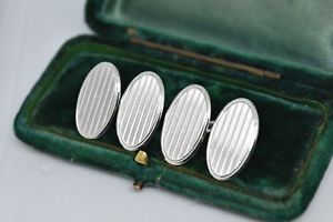 【貨物輸送無料】メンズ添え物― ビンテージアールデコエンジンオンスターリングシルバーカフリンクスvintage sterling silver cufflinks with an art deco engine turned design b417