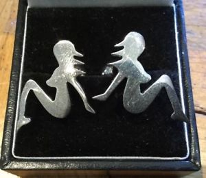【貨物輸送無料】メンズ付属物― スターリングソリッドシルバーカフスボタンstunning 925 * sterling solid silver unusual ~ lady~ cufflinks quality