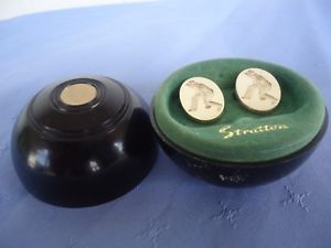 【貨物輸送無料】メンズ付属物― ビンテージジュニアボールケースカフスボタンボールvintage stratton lawn bowls cufflinks インチ junior lawn bowl case akin henselite