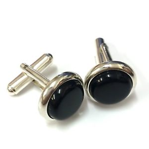 【貨物輸送無料】メンズ添え物― ウィットビージェットセットスターリングシルバーカフスボタンメンズ hand set whitby jet and 925 sterling silver cufflinks mens