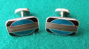 【貨物輸送無料】メンズ佩び物― シルバーエナメルカフスボタンstunning silver amp; enamel cufflinks 215g