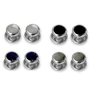 【送料無料】メンズアクセサリ―　パールオニキスラピスブラックシェルシャツスタッドスターリングシルバー