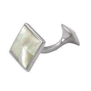 【貨物輸送無料】メンズ添え物― パールスクエアプッシュスターリングシルバーカフスボタン925 sterling silver mother of pearl square pushthrough cufflinks
