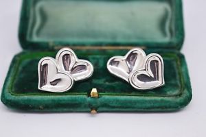 【貨物輸送無料】メンズ付属物― ビンテージロンドンリンクハートデザインスターリングシルバーカフリンクスvintage sterling silver cufflinks with a heart design by links of london b364