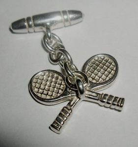 【貨物輸送無料】メンズ付属物― スターリングシルバーメンズテニスラケットカフスボタンベストセラーhallmarked sterling silver mens gents crossed tennis racquet cufflinks uk seller