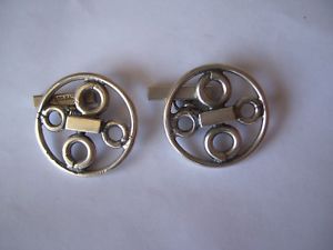 【貨物輸送無料】メンズ付属物― ビンテージスターリングシルバーvintage sterling silver modernist cufflinkshand made