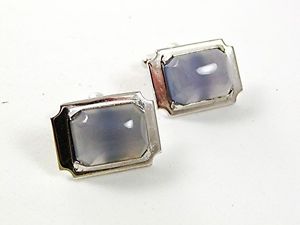 【貨物輸送無料】メンズ佩び物― ビンテージクリスタルカフスボタンvintage silvertone amp; agate crystal cufflinks 31817
