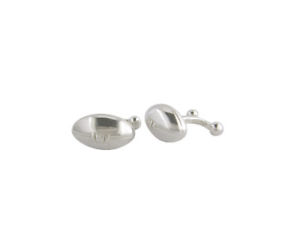 【貨物輸送無料】メンズ付属物― スターリングシルバーラグビーボールgenuine sterling silver cufflink rugby ball