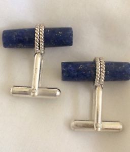 【送料無料】メンズアクセサリ―　ラピスラズリシルバーカフリンクlapis lazuli 925 silver cuff links
