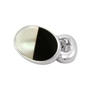 【貨物輸送無料】メンズ添え物― パールスターリングシルバーオニキスダブルサイドカフリンクス925 sterling silver mother of pearl amp; onyx doublesided cufflinks
