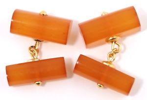 【貨物輸送無料】メンズ付属物― ビンテージオレンジカフスボタンリンクvintage amber cufflinks w yellow metal links 1970s