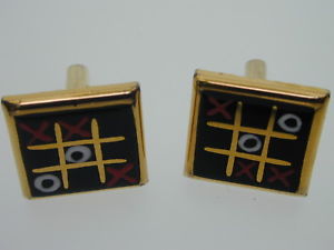 【貨物輸送無料】メンズ付属物― ビンテージビクトリアカフスボタンvintage victoria flemming designer tictactoe noughts amp; crosses cufflinks rare