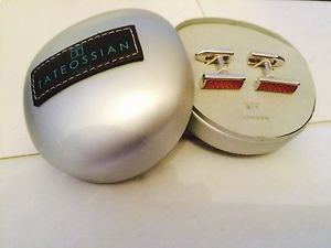 【貨物輸送無料】メンズ佩び物― シルバーピンクロンドンカフリンクスtateossian london cufflinks インチ silver and pink combination