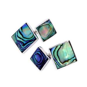 【貨物輸送無料】メンズ付属物― スターリングシルバースクエアオイスターシェルカフリンクス925 sterling silver square oyster shell cufflinks