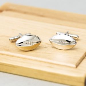 【送料無料】メンズアクセサリ―　ラグビーボールカフリンクススターリングシルバーrugby ball cufflinks sterling silver