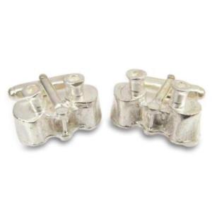 【貨物輸送無料】メンズ付属物― ソリッドシルバーカフリンクスsolid silver binoculars cufflinks
