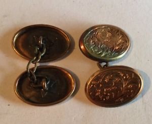 【貨物輸送無料】メンズ付属物― ヴィンテージゴールドカフリンクスvintage 9コンピュータ断層撮影法 gold oval floral cufflinks