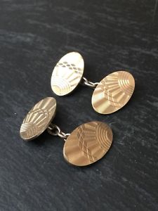 【送料無料】メンズアクセサリ―　ヴィンテージゴールドシルバーメンズカフリンクスvintage 9ct gold and silver men’s engraved cufflinks