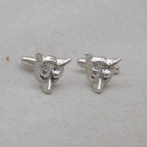 【貨物輸送無料】メンズ添え物― ルビーシルバーフォックスマスクカフスボタンセットスターリングsterling  silver fox mask cufflinks set with rubies
