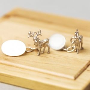 【貨物輸送無料】メンズ佩び物― カフリンクススターリングシルバーstag cufflinks sterling silver