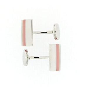 【貨物輸送無料】メンズ佩び物― シルバースクエアピンクストライプカフリンクス925 silver square shaped cufflinks with pink translucent stripe by toc