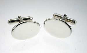 【貨物輸送無料】メンズ付属物― ソリッドシルバーオーバルカフスボタンカフリンクスバーsolid silver oval cufflinks  cuff links on a t 赤ちょうちん suitable for engraving