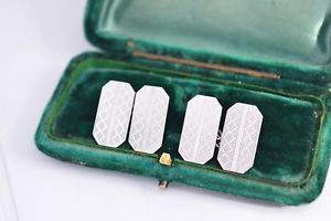 【送料無料】メンズアクセサリ―　ビンテージスターリングシルバーアールデコエンジンオンデザインカフリンクスvintage sterling silver cufflinks with an art deco engine turned design b415