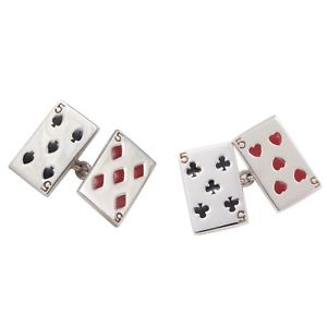【貨物輸送無料】メンズ付属物― スターリングシルバーカードカフリンクスsterling silver playing card cufflinks