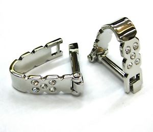 【送料無料】メンズアクセサリ―　7アイテムシルバーホワイトカフスリンクストーンgemelos70wrap around silver white crystals cufflinks stone gemelos 70 for 7 items
