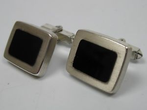 【貨物輸送無料】メンズ添え物― クラシックビンテージオニキスカフリンクスシルバーvery nice classic vintage onyx cufflinks made of 800 silver