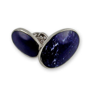 【貨物輸送無料】メンズ付属物― スターリングシルバーダブルラピスカフリンクスsterling silver double oval lapis cufflinks
