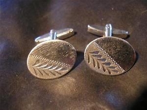 【貨物輸送無料】メンズ付属物― ヴィンテージソリッドシルバーカフリンクスlovely vintage quality solid silver engraved cufflinks, birm1981, js