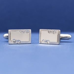 【貨物輸送無料】メンズ佩び物― エスクァイアエッジカフリンクスesquire sterling silver engraved edge cufflinks