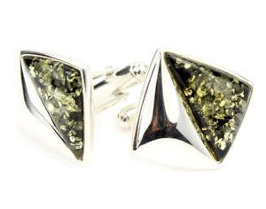 【送料無料】メンズアクセサリ―　バルトグリーンオレンジスターリングシルバーカフリンクスbaltic green amber and sterling silver cufflinks